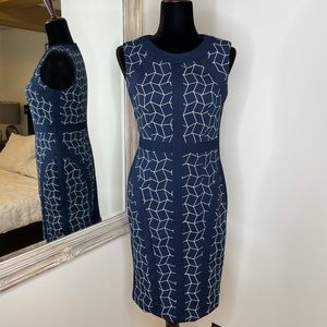 Classic Blue and White Pencil Dress